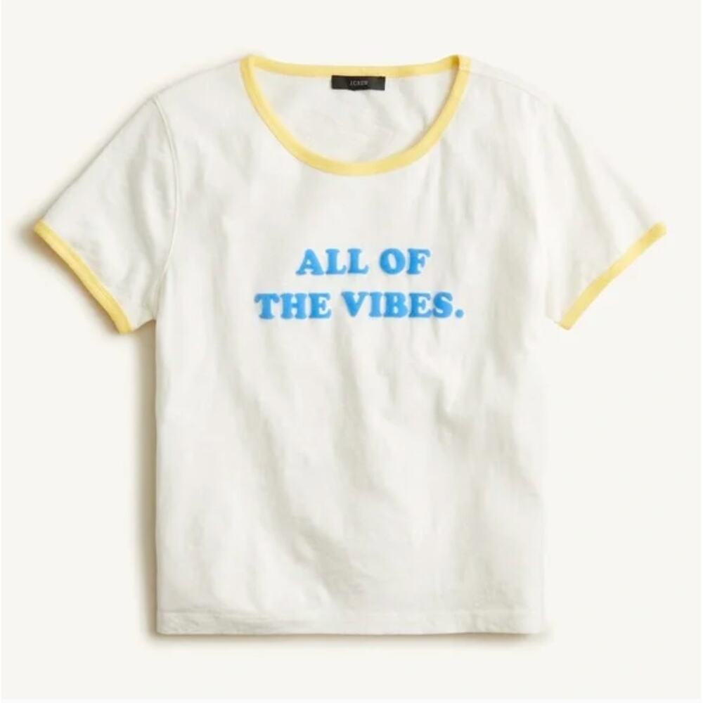 2/$30 J. Crew All Of The Vibes Retro Cotton Tee Shirt BH433 Size M - Picture 3 of 13